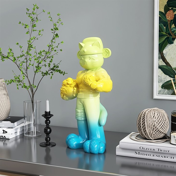 Muscular Lucky Wealth Cat Desktop Ornament